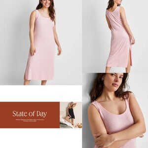 State of Day Sleeveless Ribbed Modal Blend Tank Nightgown Striped Pink NWT